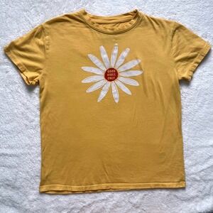 Fifth Sun Good Vibes Only Daisy Graphic Tee Women Mustard Yellow Small